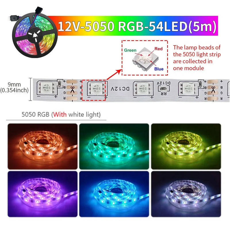 Fita LED RGB Bluetooth 5 Metros