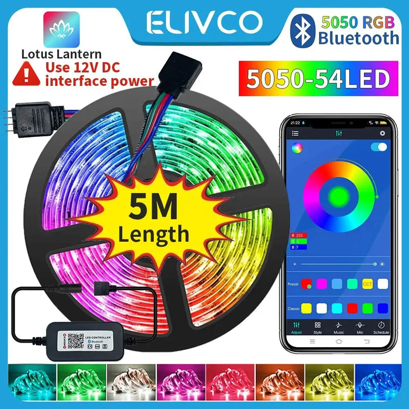 Fita LED RGB Bluetooth 5 Metros